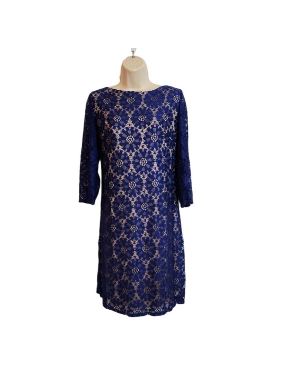 Jessica Howard Royal Blue Tan Lace Dress Size 12